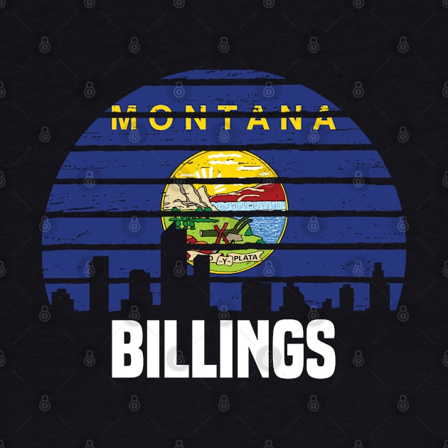 Billings Montana MT Group City Silhouette Flag Gift by jkshirts